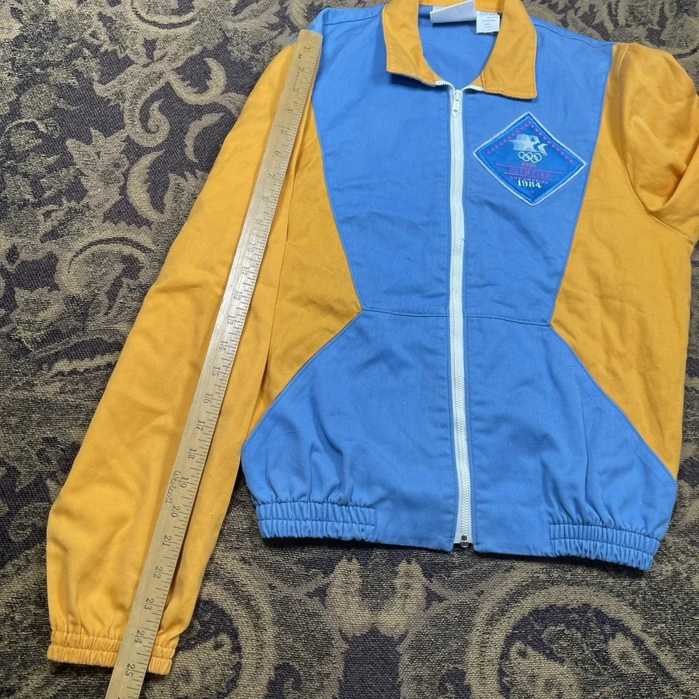 Vtg 80s Levis Jacket Small 1984 Olympic Games Staff Uniform Yellow Blue 105344